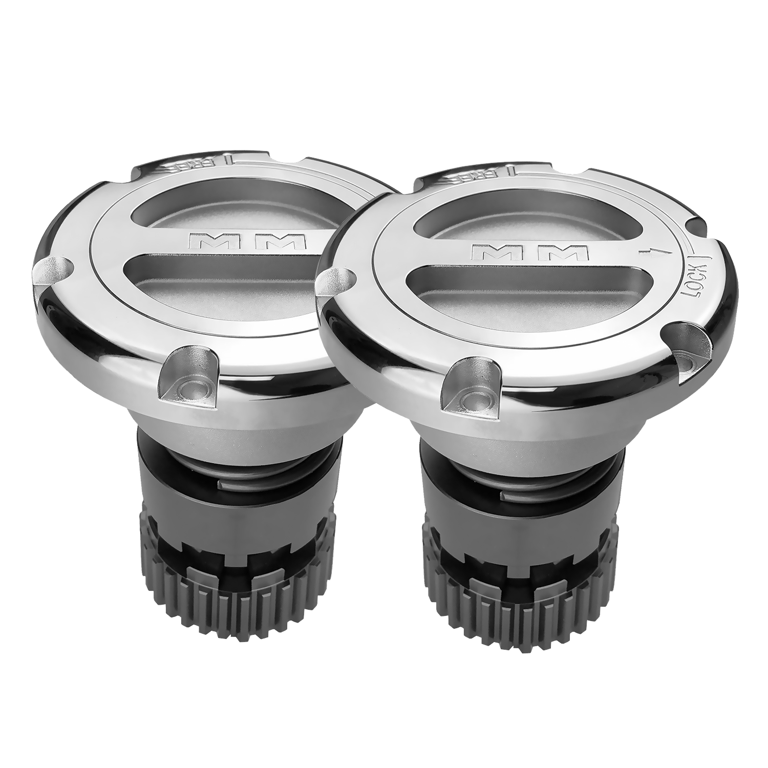 Image of pair of Mile Marker 549 hub in silver