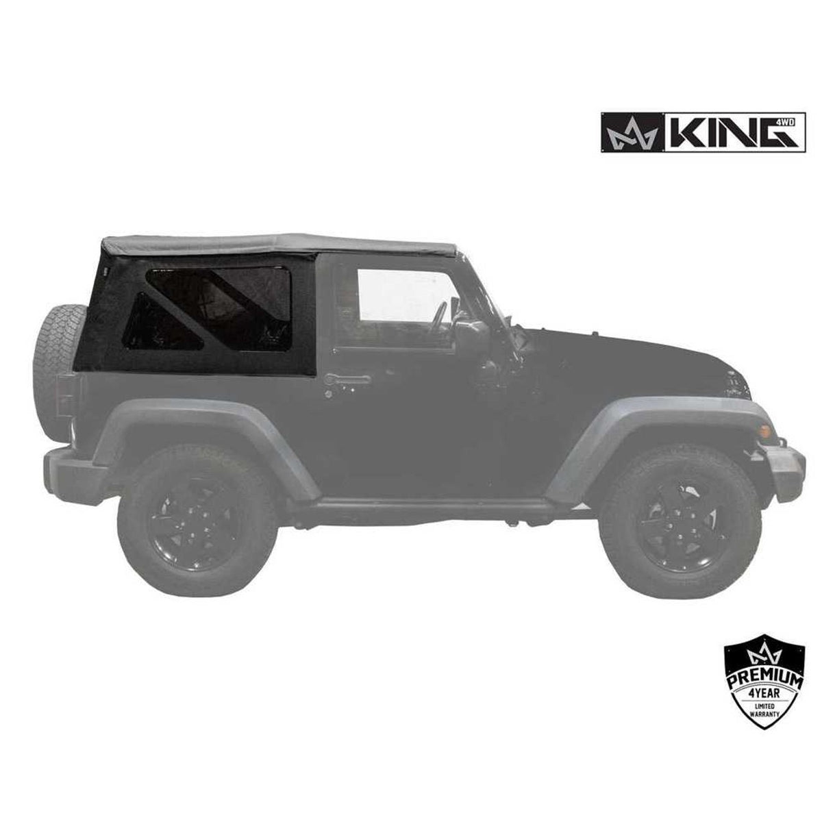 Premium Replacement Soft Top, Black Diamond With Tinted Windows - Jeep Wrangler JK 2 Door 2010-2018