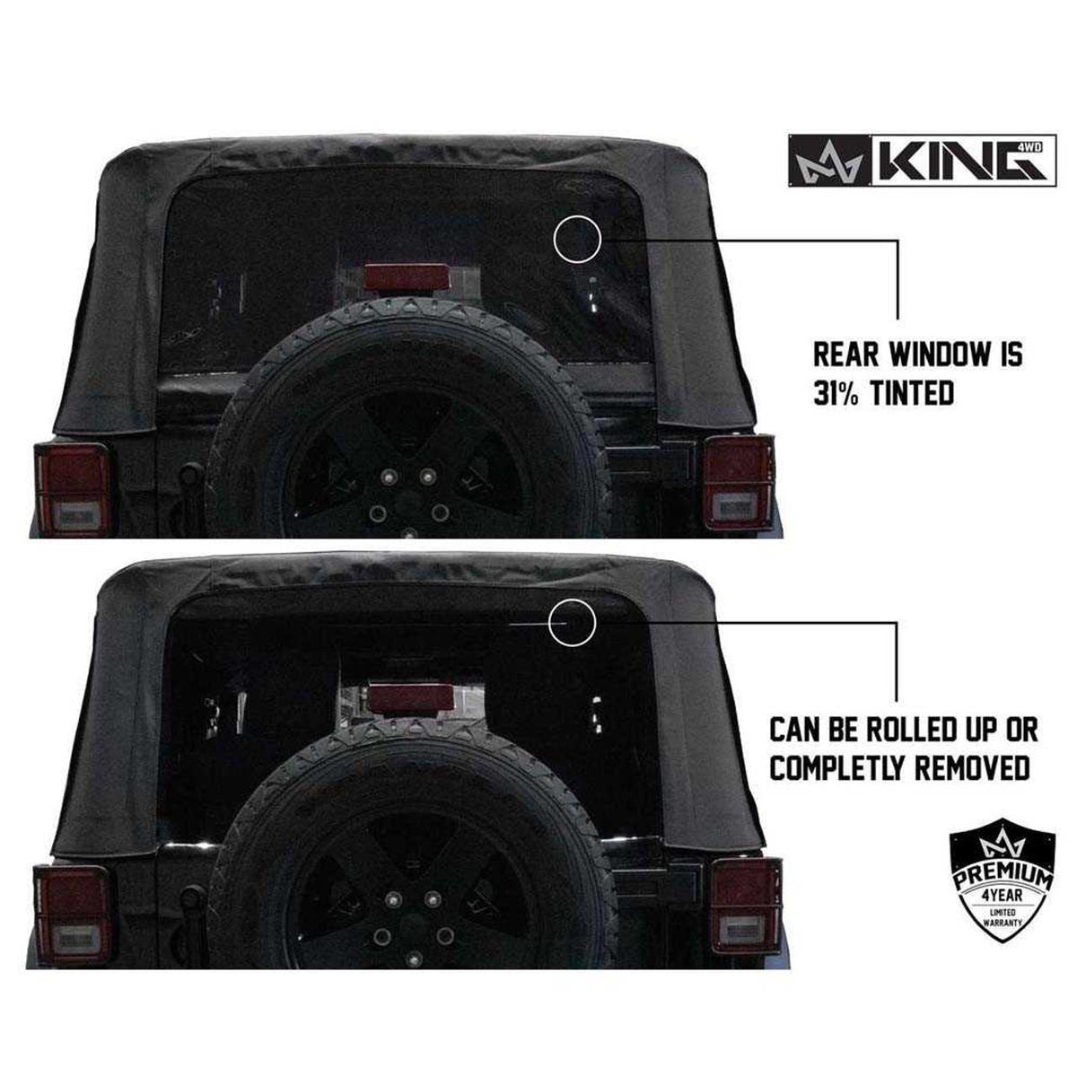 Premium Replacement Soft Top, Black Diamond With Tinted Windows - Jeep Wrangler JK 2 Door 2010-2018