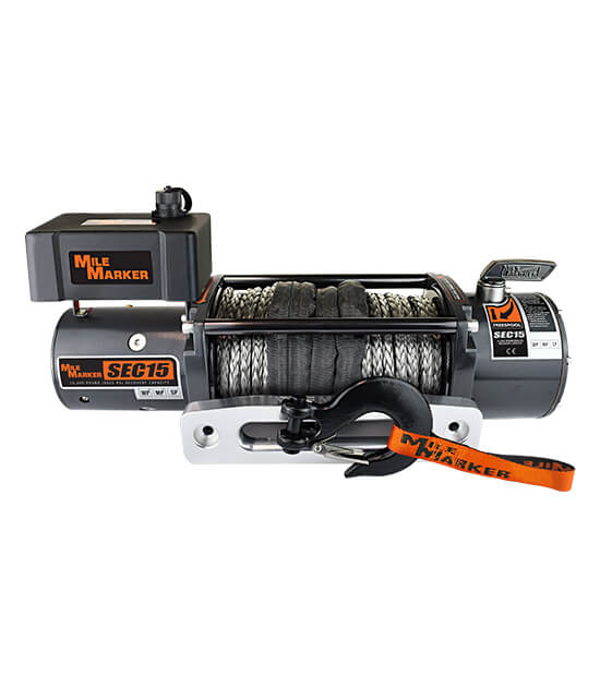 Image of the Mile Marker SEC15 15000lb. winch with synthetic cable