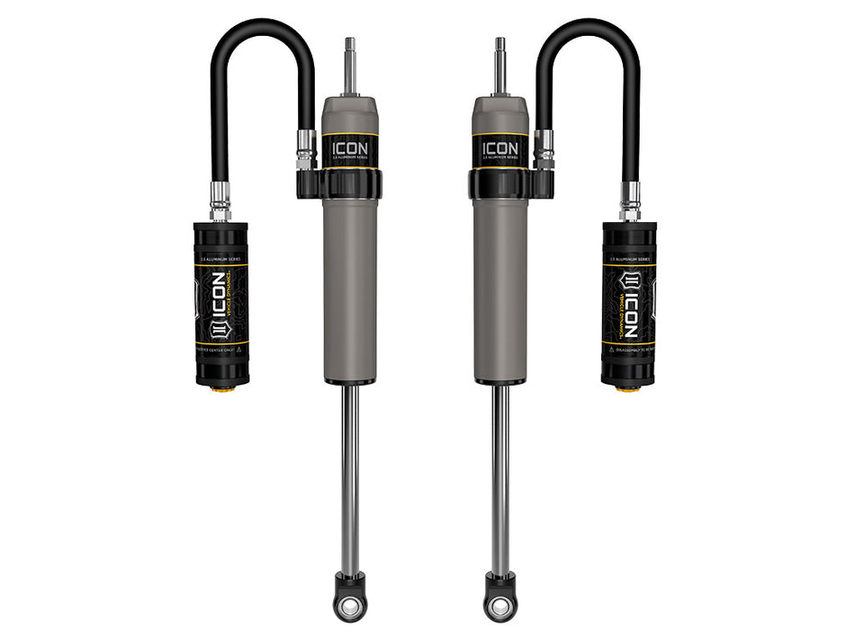 ICON 2005-2024 Ford Super Duty 4WD 0-2.5” Lift Front V.S. 2.5 Aluminum Series Shock Absorbers Remote Reservoir Pair