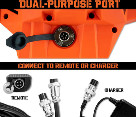 Image of the dual purpose port on Mile Marker's Rhino Pull 1000