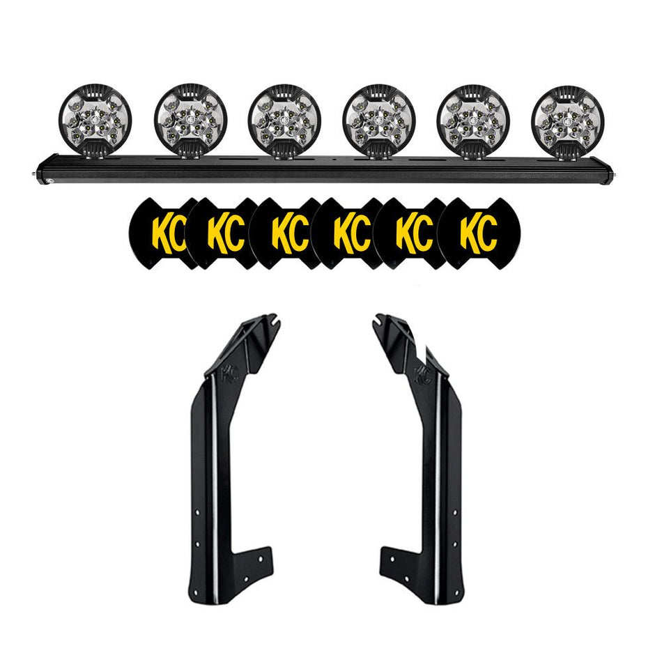 KC HiLITES 50in KC Xross Bar - Overhead - SlimLite LED - 6-Light System - 300W Spot Beam - 07-18 Jeep JK