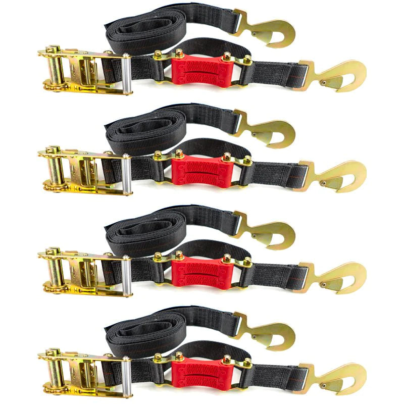 9FT X 2IN SHOCKSTRAP RATCHET STRAP W SNAP HOOKS, PREMIUM MADE IN USA POLYESTER WEBBING, 10,000LB BREAKING STRENGTH, 3,333LB WORKING LOAD LIMIT, COMMERCIAL GRADE