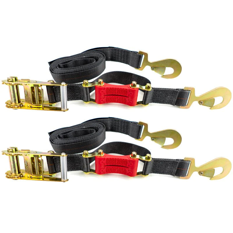 9FT X 2IN SHOCKSTRAP RATCHET STRAP W SNAP HOOKS, PREMIUM MADE IN USA POLYESTER WEBBING, 10,000LB BREAKING STRENGTH, 3,333LB WORKING LOAD LIMIT, COMMERCIAL GRADE