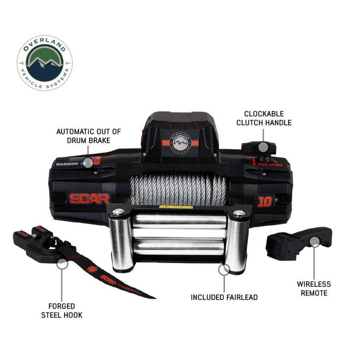 SCAR 10 - 10,000 lb. Winch With Wireless Remote