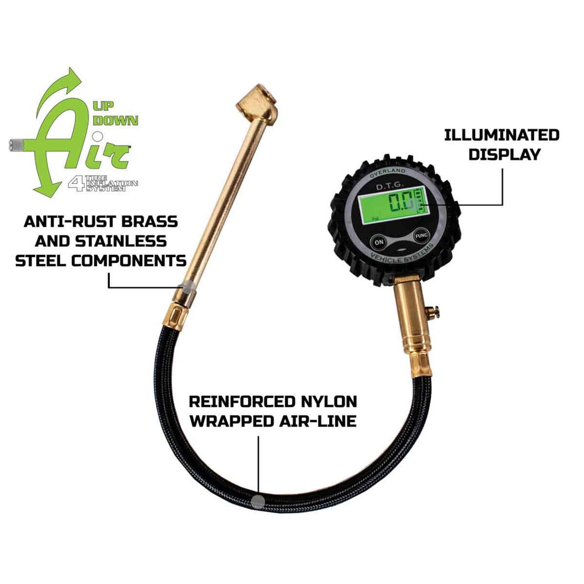 Digital Tire Gauge With Valve Kit & Storage Bag