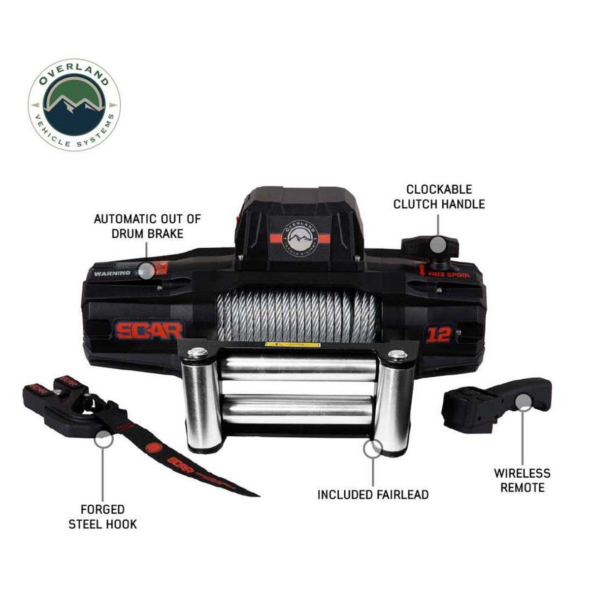 SCAR 12 - 12,000 lb. Winch With Wireless Remote