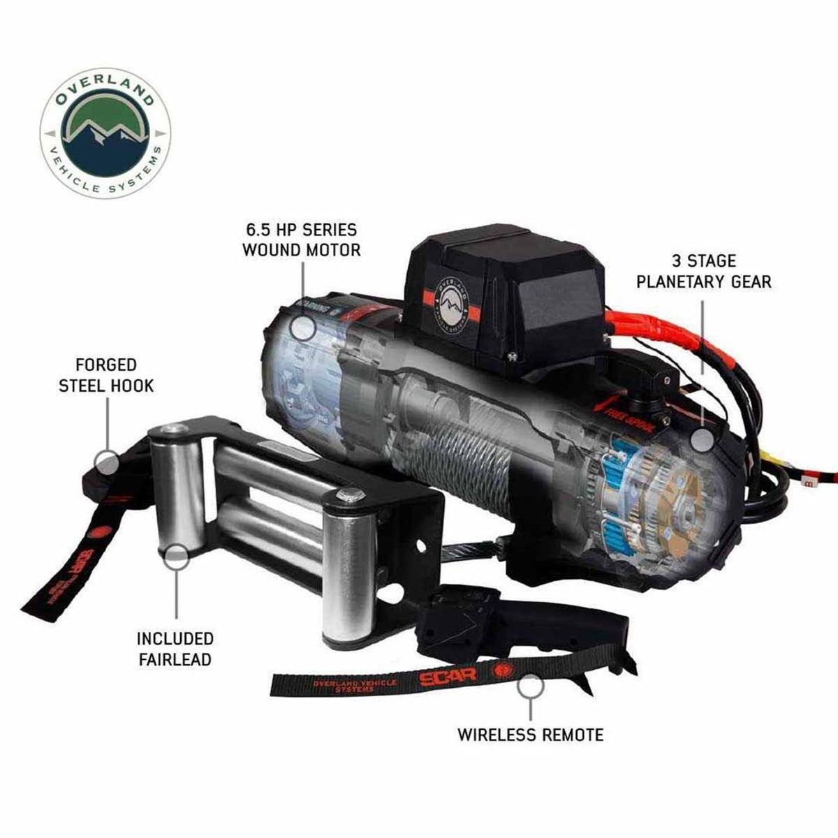 SCAR 12 - 12,000 lb. Winch With Wireless Remote