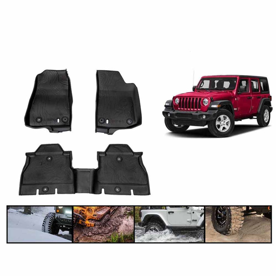 Premium Four-Season Floor Liners Front And Rear Passenger Area - Jeep Wrangler Unlimited JL 4 Door 2018-2019