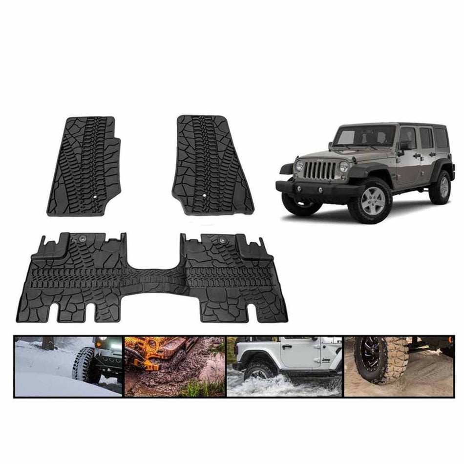 Premium Four-Season Floor Liners Front And Rear Passenger Area - Jeep Wrangler Unlimited JK 4 Door 2007-2013