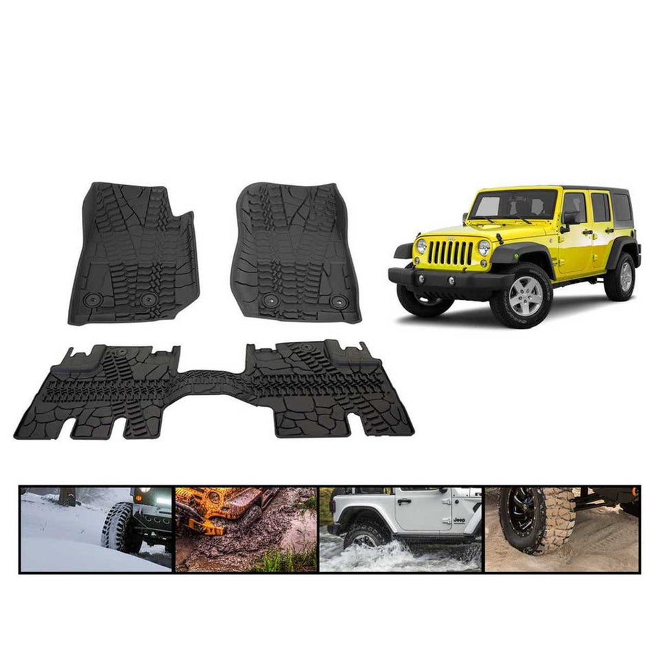 Premium Four-Season Floor Liners Front And Rear Passenger Area - Jeep Wrangler Unlimited JKU 4 Door 2014-2018