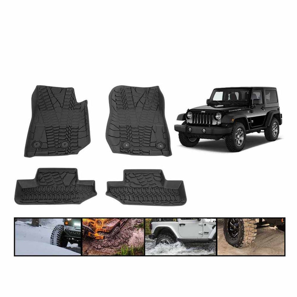 Premium Four-Season Floor Liners Front And Rear Passenger Area - Jeep Wrangler JK 2 Door 2014-2018