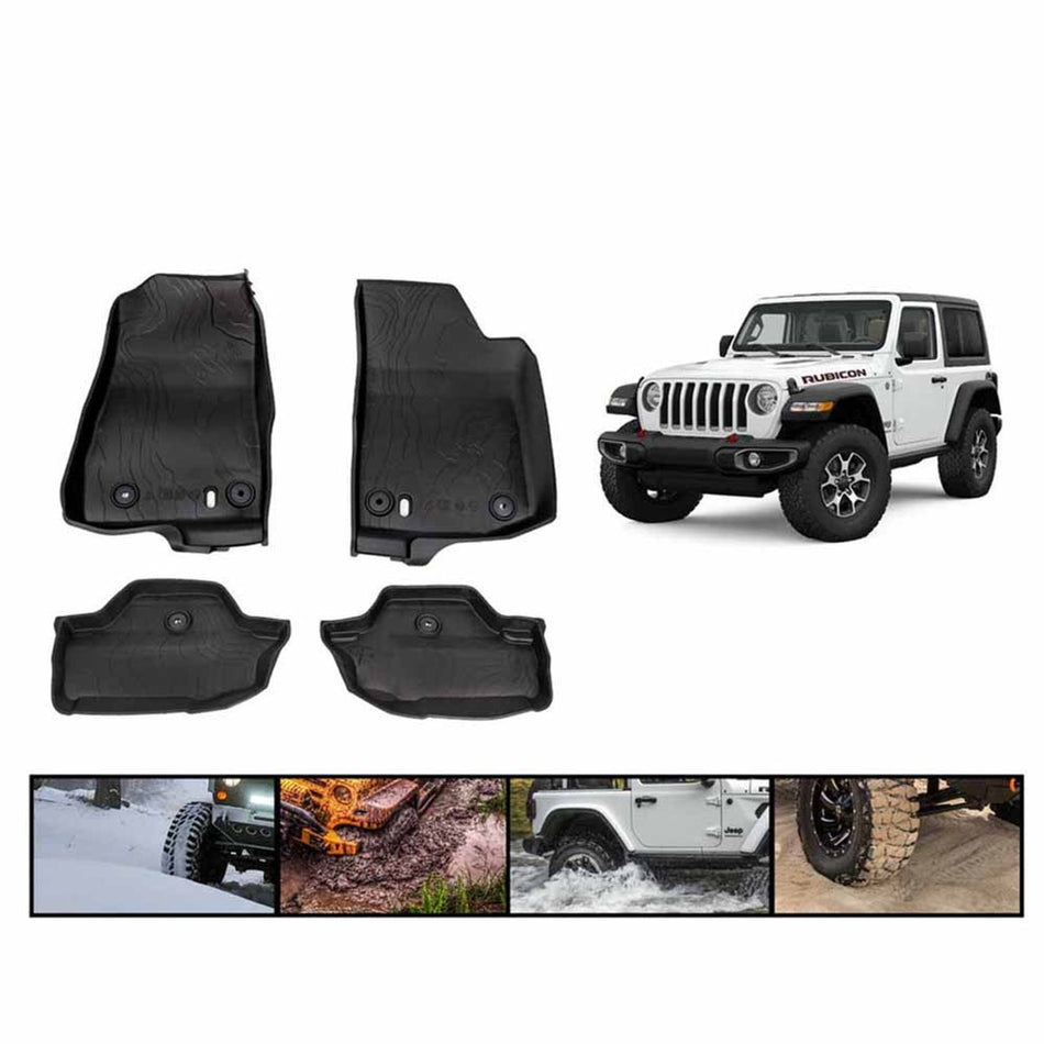 Premium Four-Season Floor Liners Front And Rear Passenger Area - Jeep Wrangler JL 2 Door 2018-2019