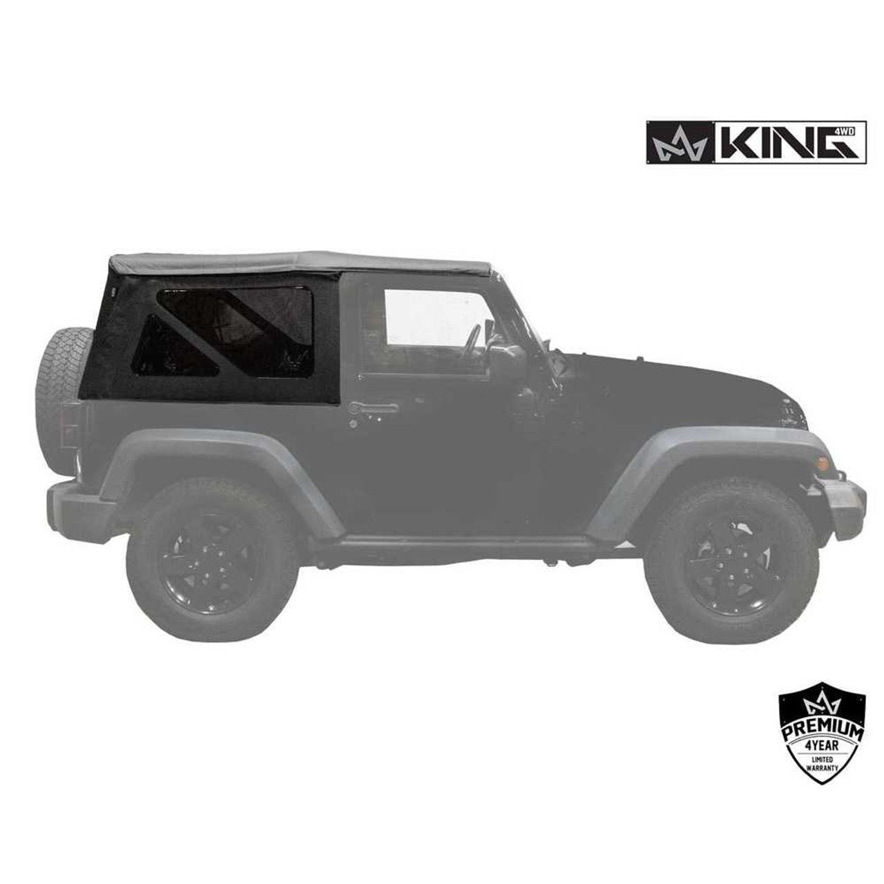 Premium Replacement Soft Top, Black Diamond With Tinted Windows - Jeep Wrangler JK 2 Door 2010-2018