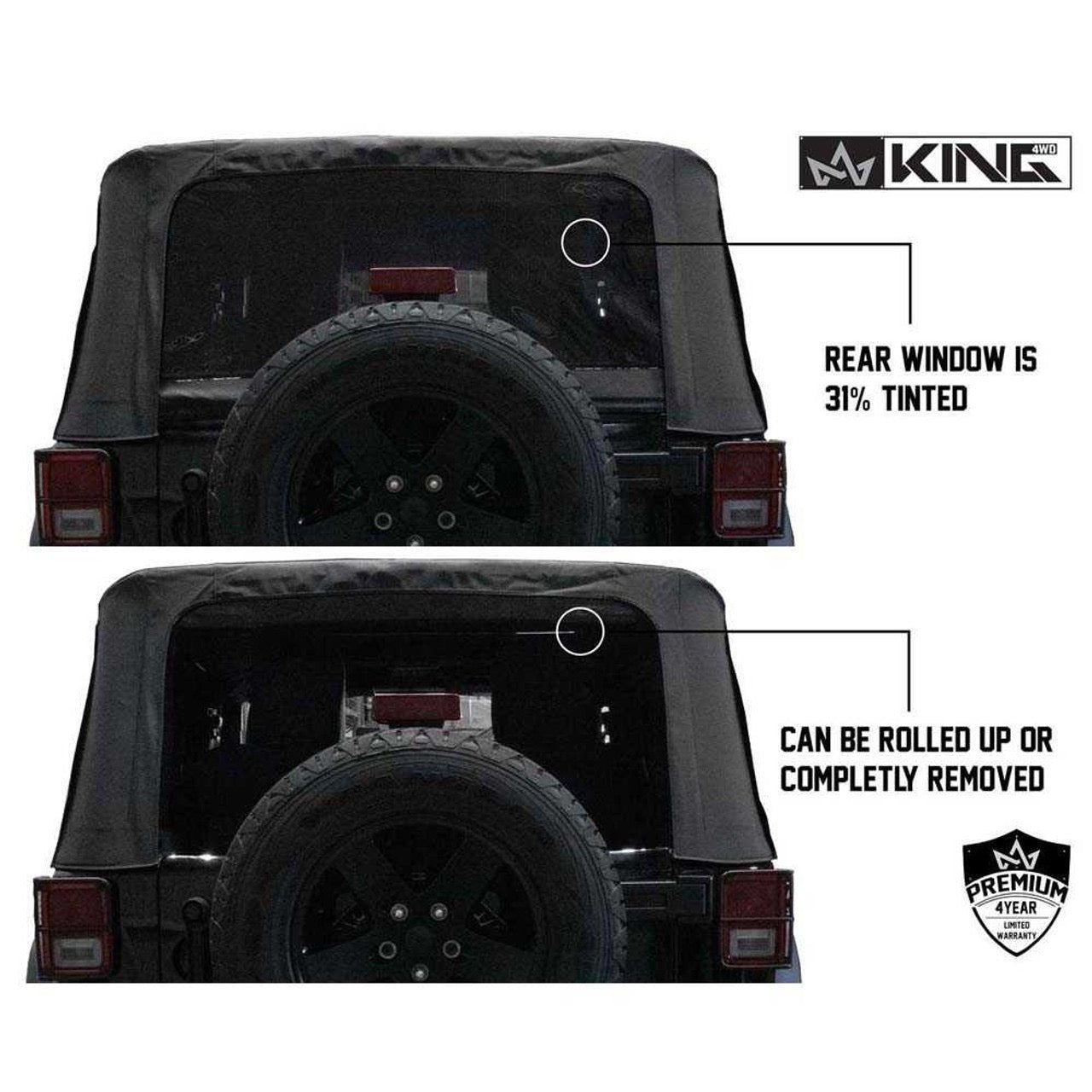Premium Replacement Soft Top, Black Diamond With Tinted Windows - Jeep Wrangler JK 2 Door 2010-2018