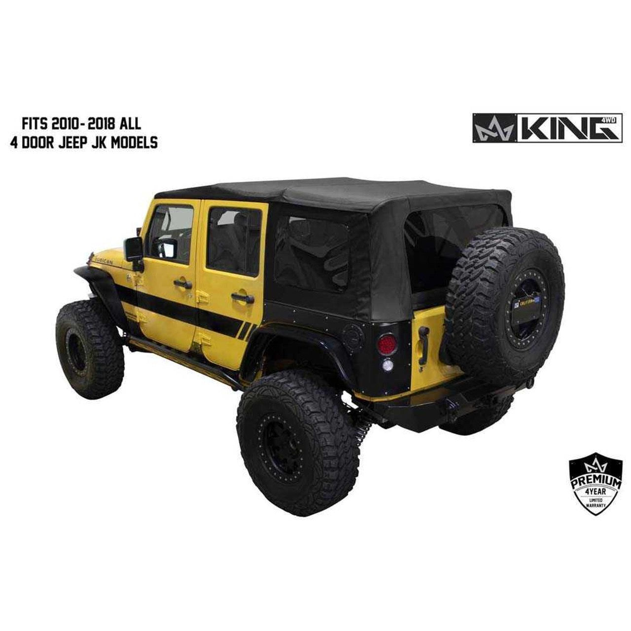Premium Replacement Soft Top, Black Diamond With Tinted Windows - Jeep Wrangler Unlimited JK 4 Door 2010-2018