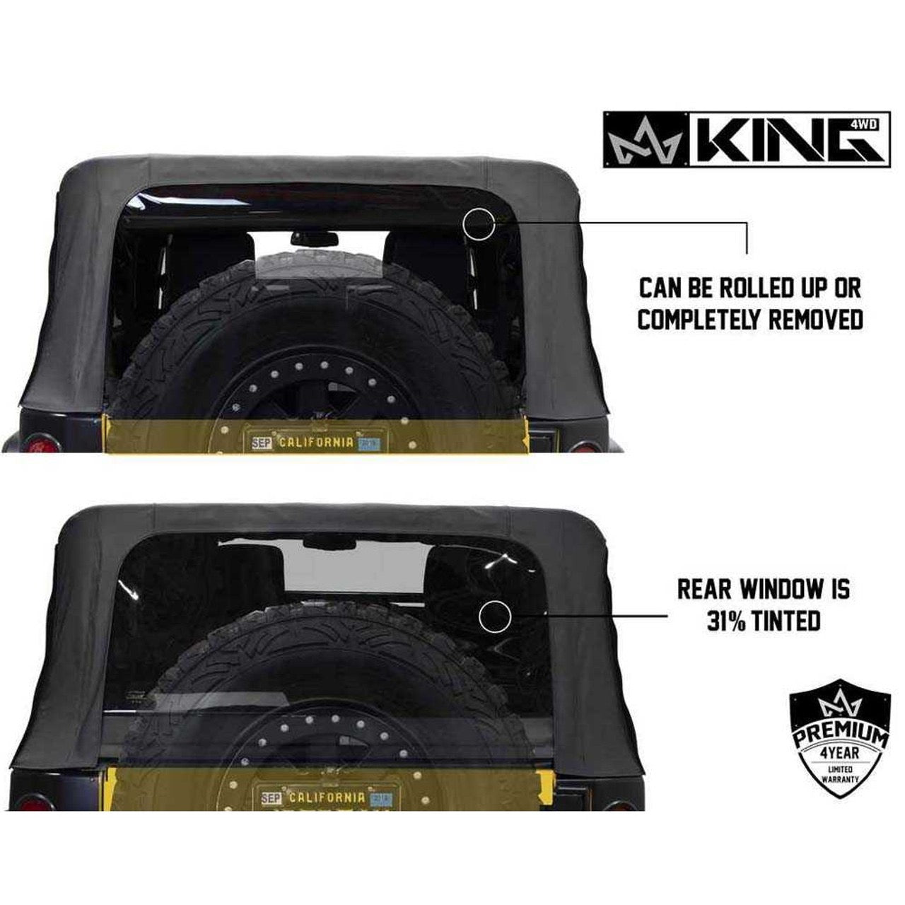 Premium Replacement Soft Top, Black Diamond With Tinted Windows - Jeep Wrangler Unlimited JK 4 Door 2010-2018