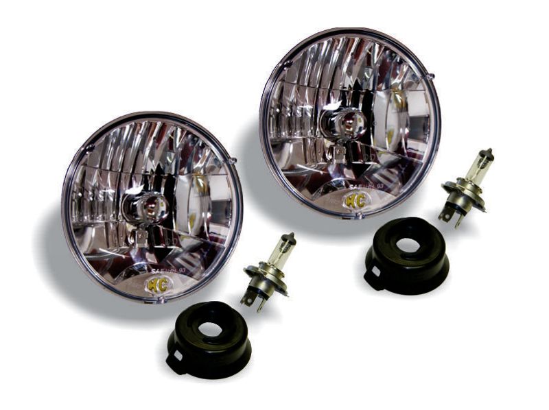 KC Hilites 7 In Headlight - H4 Halogen - 2-Lights - 55W / 60W DOT Headlight - Universal / Fits 97-06 Jeep TJ