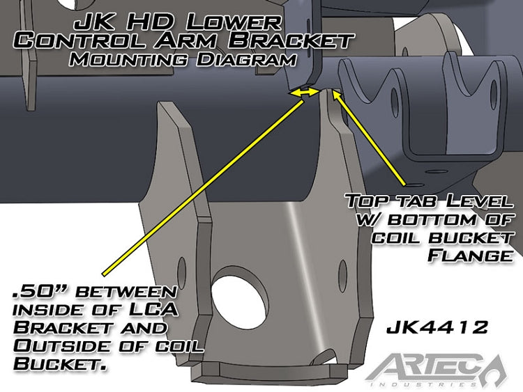 Jeep JK Front Axle LCA Brackets 07-18 Wrangler JK Pair Artec Industries