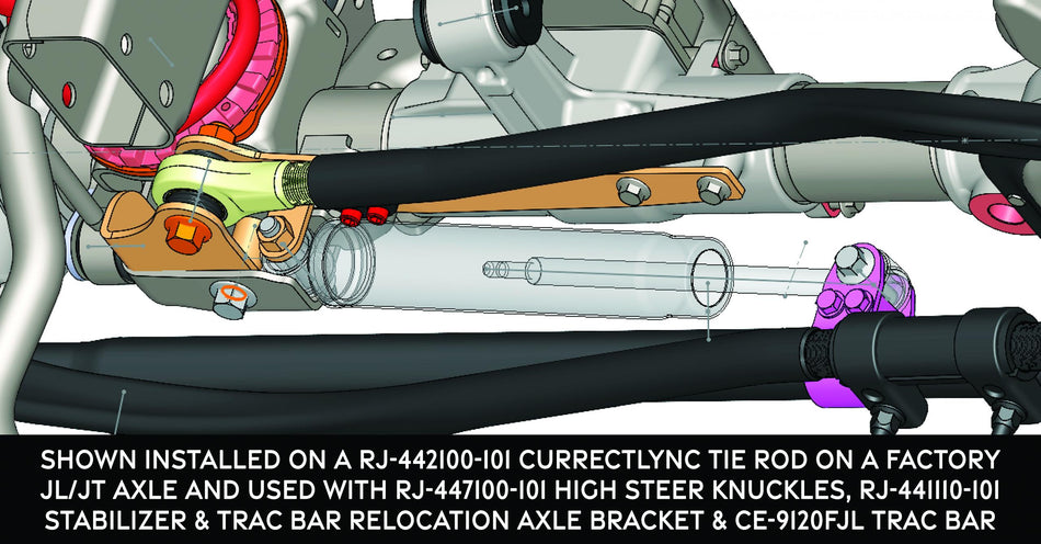 Currectlync JL/JT High Steer Tie Rod Clamp Bracket for Steering Stabilizer Shock (For 42mm/1 5/8 in Tube)