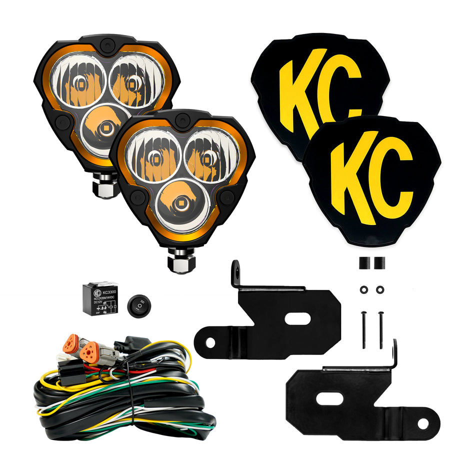 KC Hilites FLEX ERA 3 - 2-Light System - Pillar Mount - 40W Combo Beam - For Jeep JL / JT